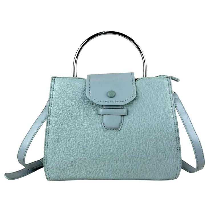 Amplio Bolso de Mano Sintético de Mujer con Asa Circular y 2 Compartimentos