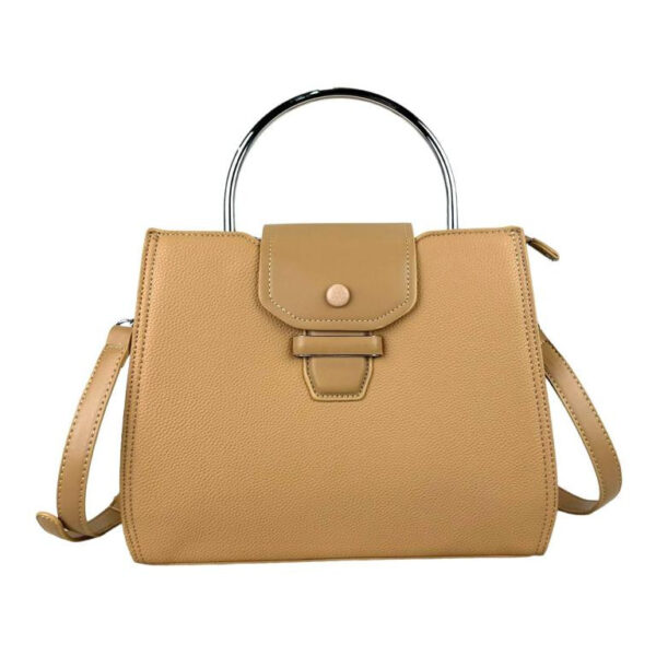 Amplio Bolso de Mano Sintético de Mujer con Asa Circular y 2 Compartimentos