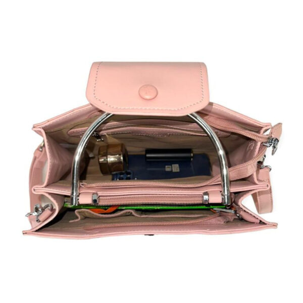 Amplio Bolso de Mano Sintético de Mujer con Asa Circular y 2 Compartimentos