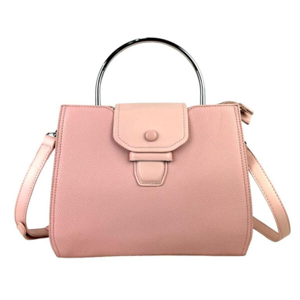 Amplio Bolso de Mano Sintético de Mujer con Asa Circular y 2 Compartimentos