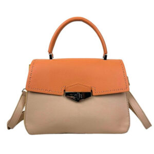 Bolso de Mano Sintético Bicolor de Mujer con Solapa de Giro y Cremallera