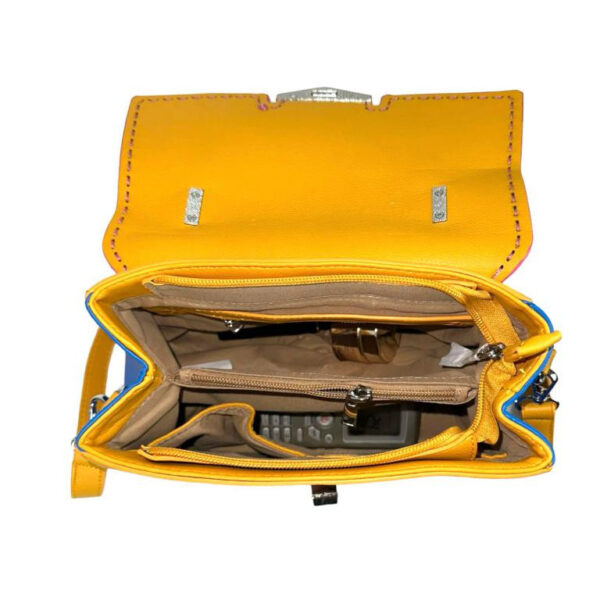 Bolso de Mano Sintético Bicolor de Mujer con Solapa de Giro y Cremallera