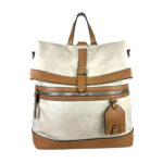 Amplia Mochila-Bandolera de Piel Sintética para Mujer con Bolsillos Exteriores