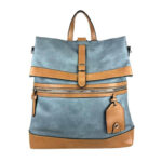 Amplia Mochila-Bandolera de Piel Sintética para Mujer con Bolsillos Exteriores