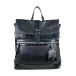 Amplia Mochila-Bandolera de Piel Sintética para Mujer con Bolsillos Exteriores