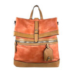 Amplia Mochila-Bandolera de Piel Sintética para Mujer con Bolsillos Exteriores