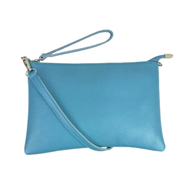 Bolso de Mano en Piel con Tira Bandolera y Cierre de Cremallera para Mujer