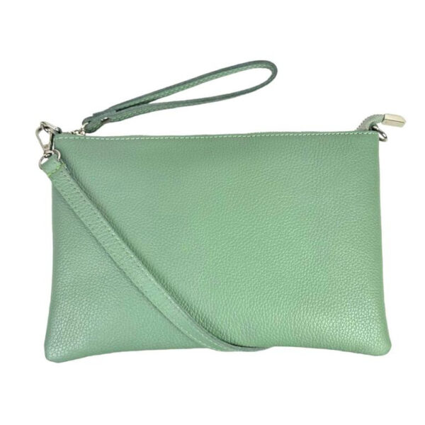 Bolso de Mano en Piel con Tira Bandolera y Cierre de Cremallera para Mujer