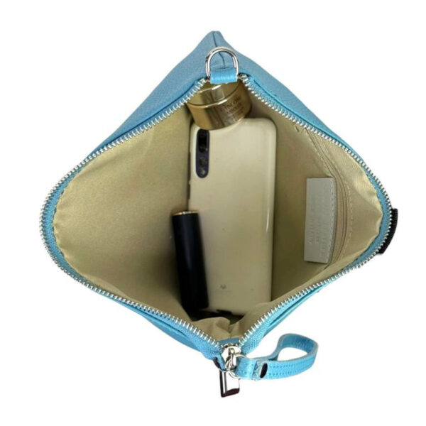 Bolso de Mano en Piel con Tira Bandolera y Cierre de Cremallera para Mujer