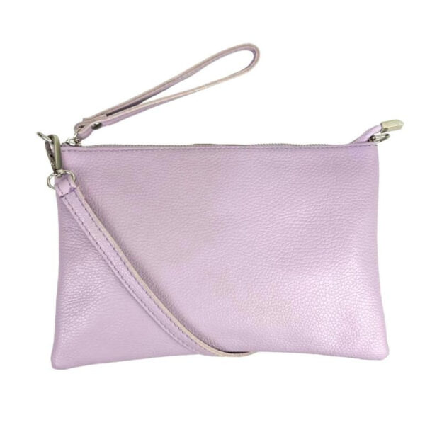 Bolso de Mano en Piel con Tira Bandolera y Cierre de Cremallera para Mujer