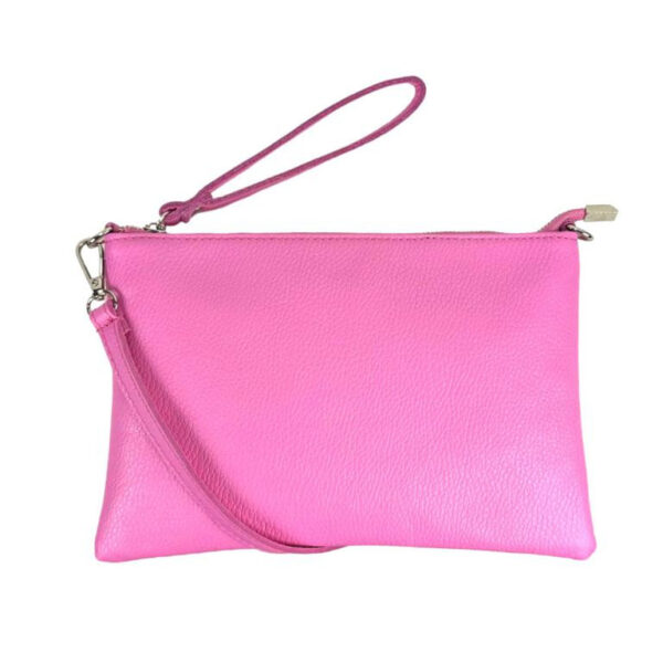 Bolso de Mano en Piel con Tira Bandolera y Cierre de Cremallera para Mujer