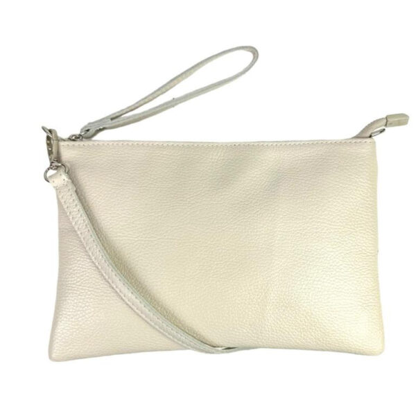 Bolso de Mano en Piel con Tira Bandolera y Cierre de Cremallera para Mujer