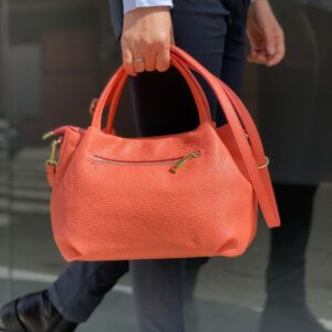 Bolso de Mano en Piel Italiana para Mujer con 2 Asas y Bolsillo Trasero
