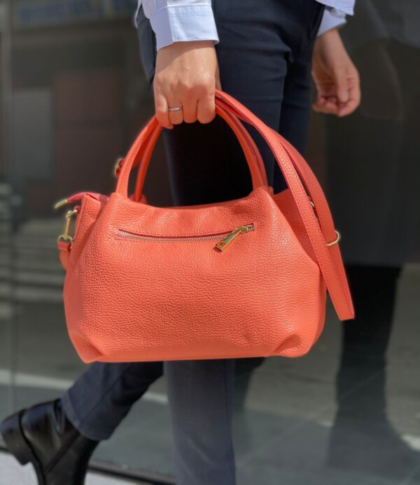 Bolso de Mano en Piel Italiana para Mujer con 2 Asas y Bolsillo Trasero