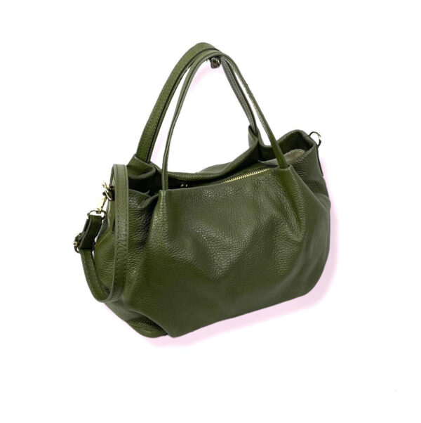 Bolso de Mano en Piel Italiana para Mujer con 2 Asas y Bolsillo Trasero