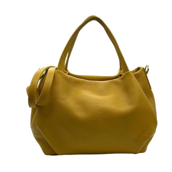 Bolso de Mano en Piel Italiana para Mujer con 2 Asas y Bolsillo Trasero