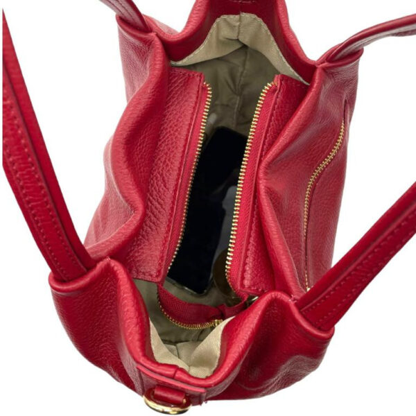 Bolso de Mano en Piel Italiana para Mujer con 2 Asas y Bolsillo Trasero