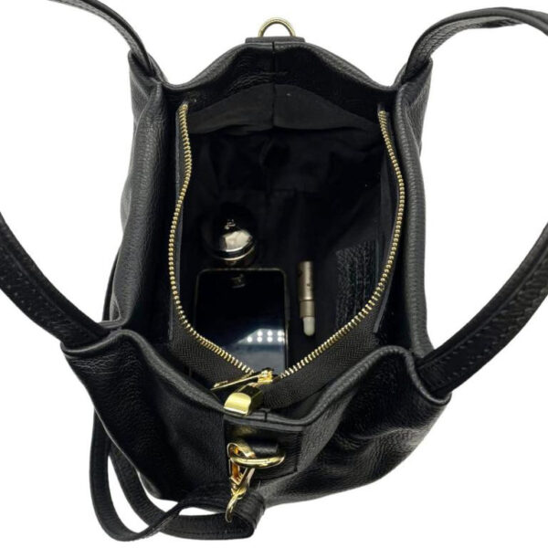 Bolso de Mano en Piel Italiana para Mujer con 2 Asas y Bolsillo Trasero