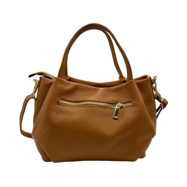 Bolso de Mano en Piel Italiana para Mujer con 2 Asas y Bolsillo Trasero