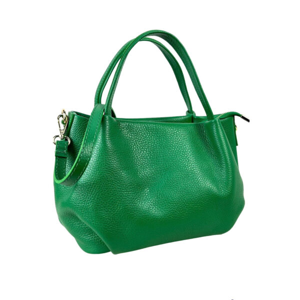 Bolso de Mano en Piel Italiana para Mujer con 2 Asas y Bolsillo Trasero