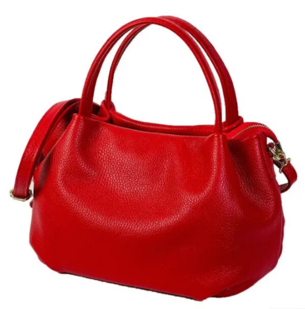 Bolso de Mano en Piel Italiana para Mujer con 2 Asas y Bolsillo Trasero