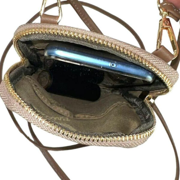 Portamóvil Sintético con Bolsillo Trasero y Compartimentos Interiores de Mujer