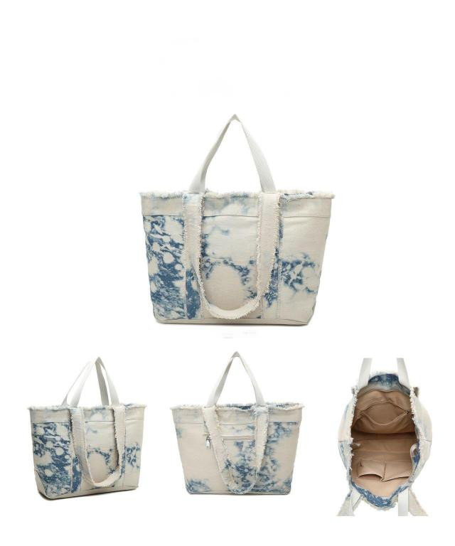 Amplio Bolso de Algodón para Mujer con Asas Cortas, Largas y Bolsillo Trasero Amplio Bolso de Algodón para Mujer con Asas Cortas, Largas y Bolsillo Trasero