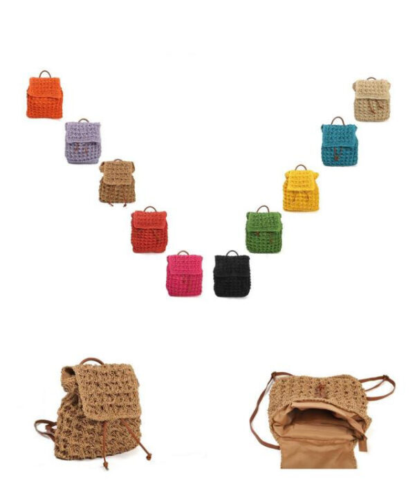 Amplia Mochila de Papel para Mujer con Cierre de Cuerdas, Solapa y Cremallera