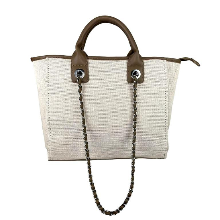Bolso de Mano Canvas tipo Tote con Gran Capacidad, Asas Cortas y Largas