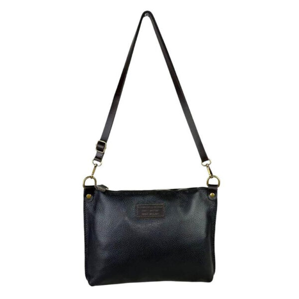 Bolso Bandolera de Piel Italiana con Bolsillo Interior y Cremallera para Mujer