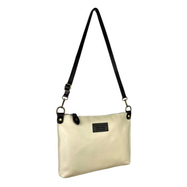 Bolso Bandolera de Piel Italiana con Bolsillo Interior y Cremallera para Mujer