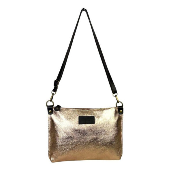 Bolso Bandolera de Piel Italiana con Bolsillo Interior y Cremallera para Mujer