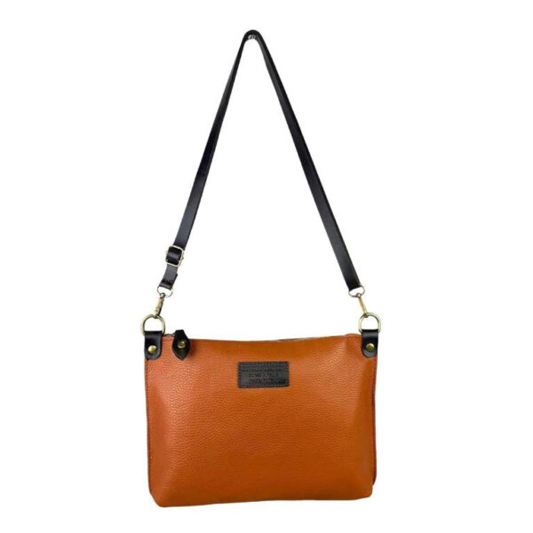 Bolso Bandolera de Piel Italiana con Bolsillo Interior y Cremallera para Mujer