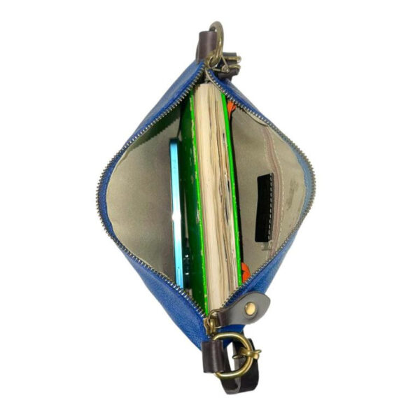 Bolso Bandolera de Piel Italiana con Bolsillo Interior y Cremallera para Mujer