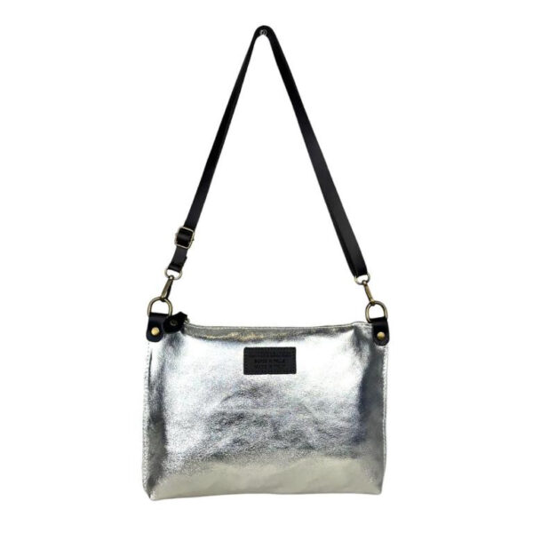 Bolso Bandolera de Piel Italiana con Bolsillo Interior y Cremallera para Mujer