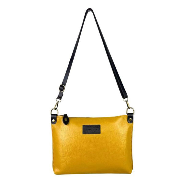 Bolso Bandolera de Piel Italiana con Bolsillo Interior y Cremallera para Mujer