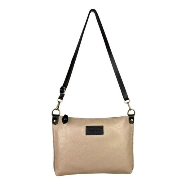 Bolso Bandolera de Piel Italiana con Bolsillo Interior y Cremallera para Mujer