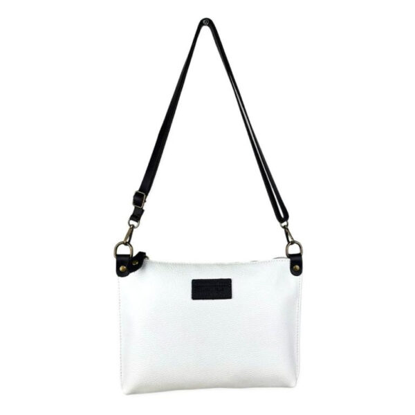 Bolso Bandolera de Piel Italiana con Bolsillo Interior y Cremallera para Mujer