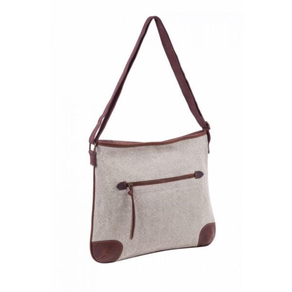 Bolso bandolera de yute natural y piel