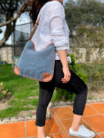 Bolso bandolera de yute natural y piel