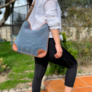 Bolso bandolera de yute natural y piel