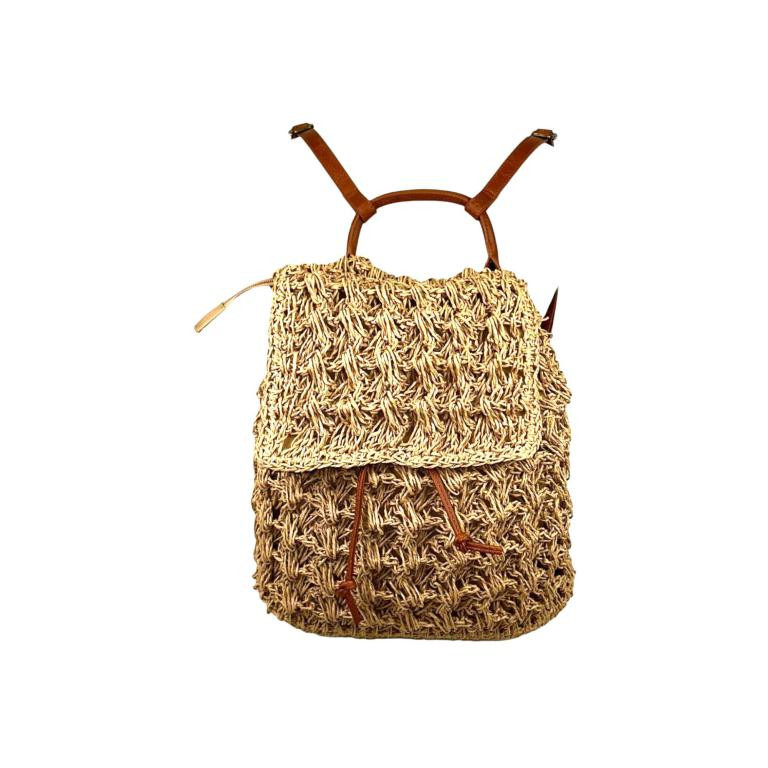 Amplia Mochila de Papel para Mujer con Cierre de Cuerdas, Solapa y Cremallera