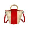 Bolso Bucket de Rafia y Piel Italiana con 2 Asas de madera