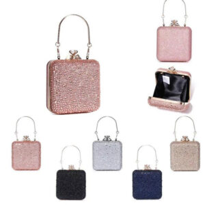 Bolso de Fiesta para Mujer con Diseño Cuadrado, Efecto Brillante y Lentejuelas