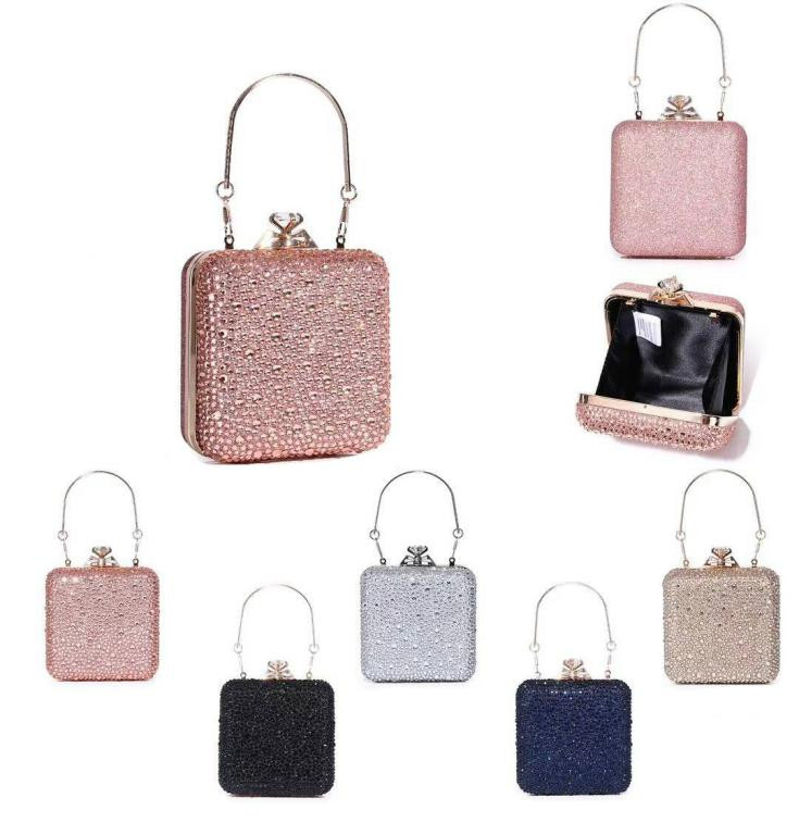 Bolso de Fiesta para Mujer con Diseño Cuadrado, Efecto Brillante y Lentejuelas Bolso de Fiesta para Mujer con Diseño Cuadrado, Efecto Brillante y Lentejuelas