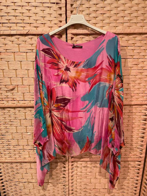 Blusa Camisas De Seda Italiana Blusa Italiana, Color Rosado