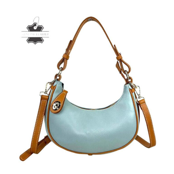 Bolso de Mano en Piel Italiana con Diseño Medialuna y Cremallera con Seguro