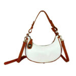 Bolso de Mano en Piel Italiana con Diseño Medialuna y Cremallera con Seguro