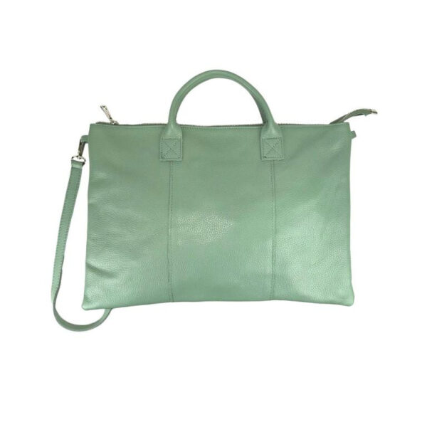 Bolso de Mano en Piel Italiana para Mujer con Cremallera y Bolsillo Interior