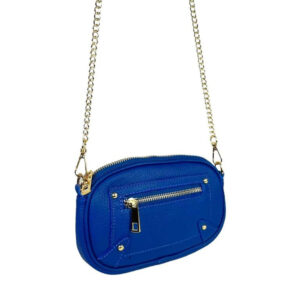 Bolso Bandolera en Piel Italiana con Bolsillo Frontal y Asa Larga Cadena de Mujer